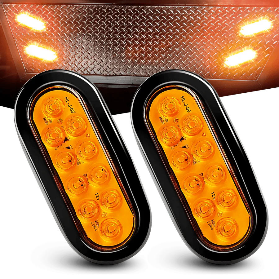 LED Oval Amber Turn Signals 10 LED (PAIR)
