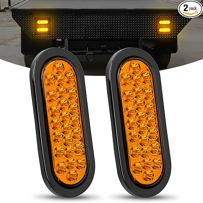NiLight LED Oval Amber Turn Signals 24 LED (PAIR)