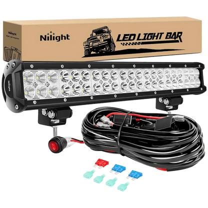 NiLight 20 Inch 126W Double Row Spot/Flood LED light Bar