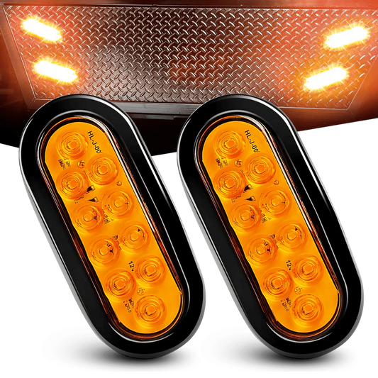 LED Oval Amber Turn Signals 10 LED (PAIR)