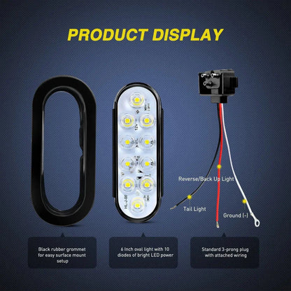 LED Oval Backup Lights 10 LED (PAIR)