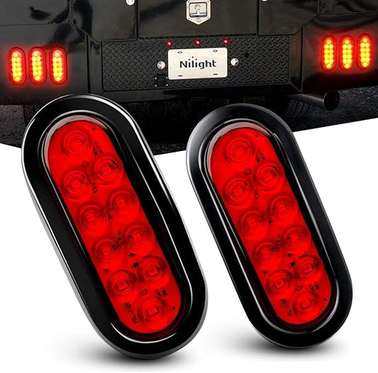 LED Oval Stop Turn Tail Lights 10 LED (PAIR)