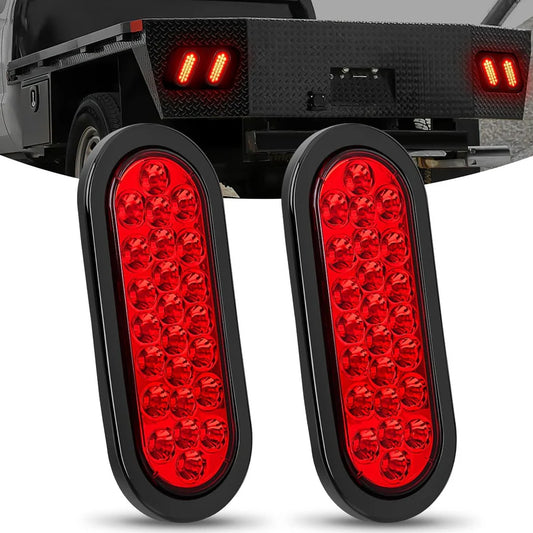 NiLight LED Oval Stop Turn Tail Lights 24 LED (PAIR)
