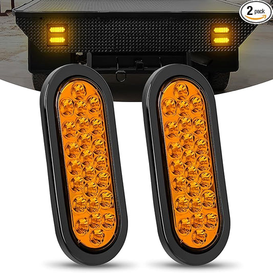 NiLight LED Oval Amber Turn Signals 24 LED (PAIR)